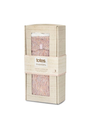 Totes Toasties Pink Ladies Texture Slipper Socks