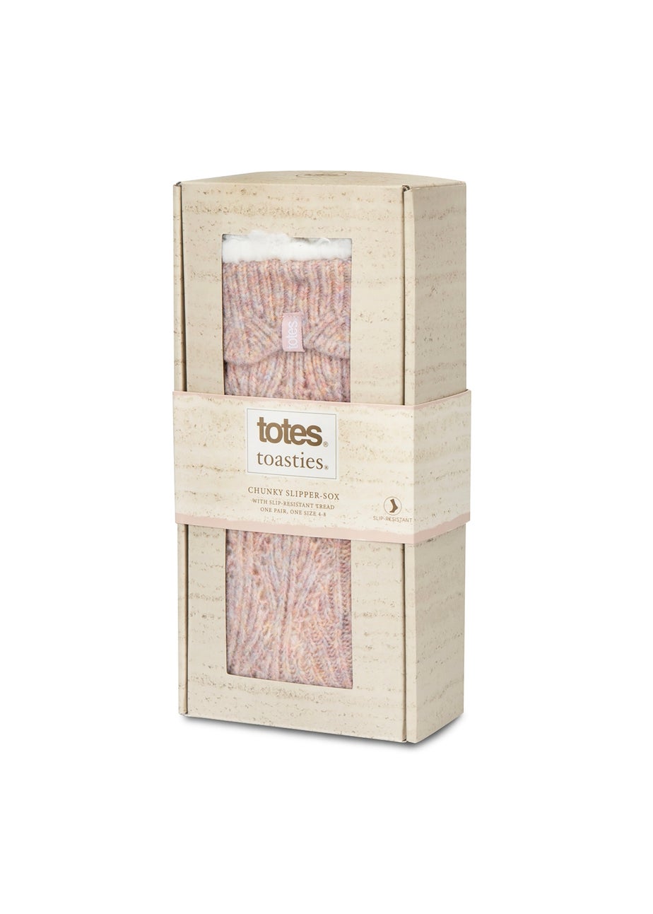Totes Toasties Pink Ladies Texture Slipper Socks