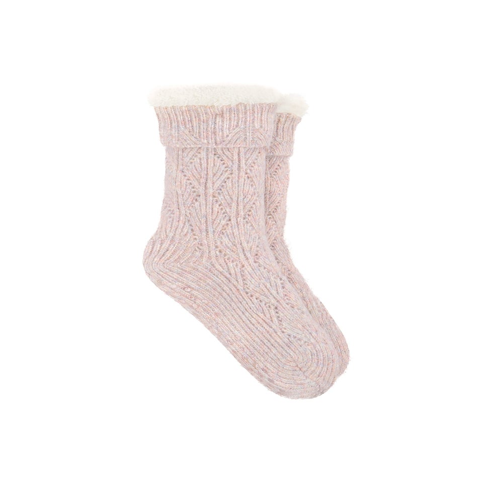 Totes Toasties Pink Ladies Texture Slipper Socks