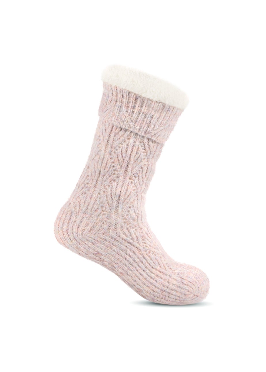 Totes Toasties Pink Ladies Texture Slipper Socks