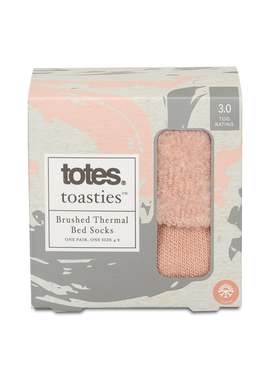 Totes Toasties Ladies Pink Recycled Brushed Thermal Bed Socks
