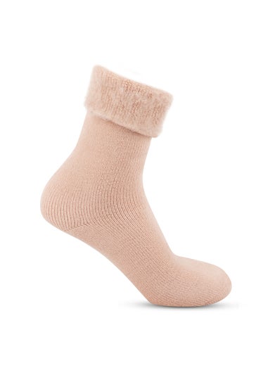 Totes Toasties Ladies Pink Recycled Brushed Thermal Bed Socks
