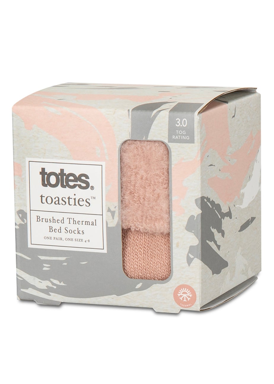 Totes Toasties Ladies Pink Recycled Brushed Thermal Bed Socks