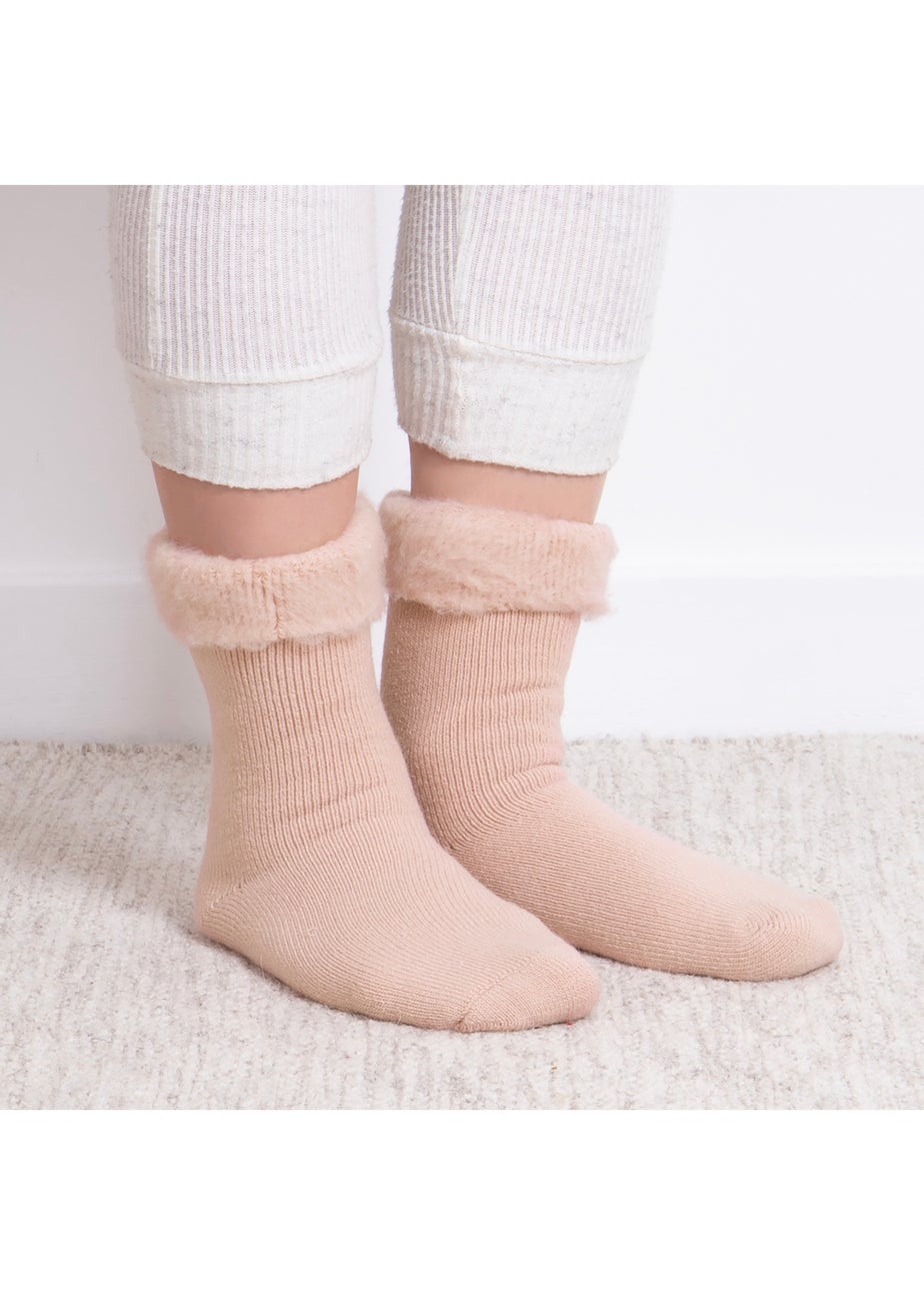 Totes Toasties Ladies Pink Recycled Brushed Thermal Bed Socks