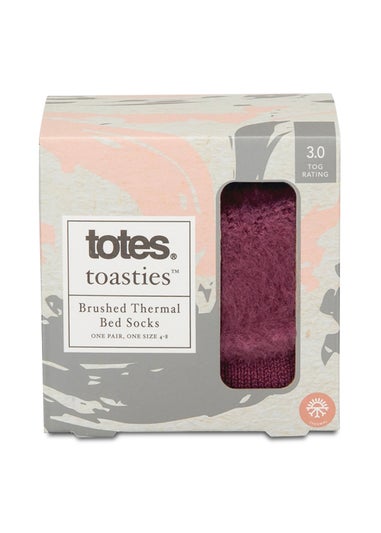 Totes Toasties Ladies Berry Recycled Brushed Thermal Bed Socks