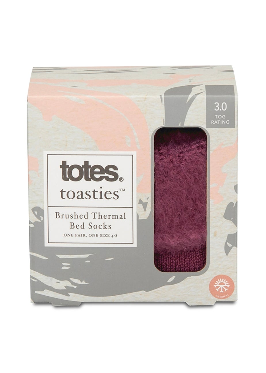 Totes Toasties Ladies Berry Recycled Brushed Thermal Bed Socks