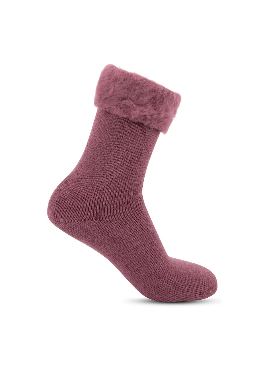 Totes Toasties Ladies Berry Recycled Brushed Thermal Bed Socks
