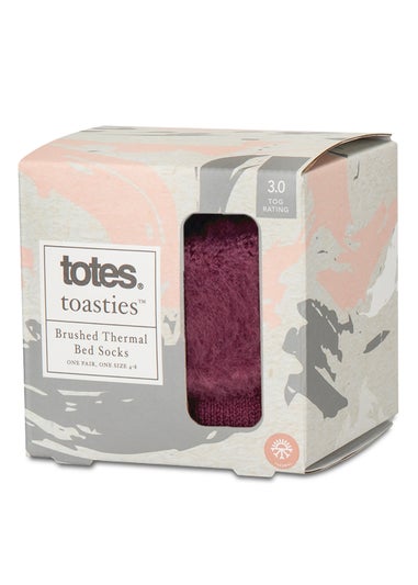 Totes Toasties Ladies Berry Recycled Brushed Thermal Bed Socks