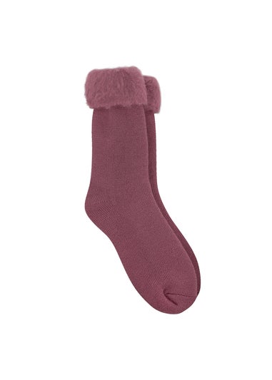 Totes Toasties Ladies Berry Recycled Brushed Thermal Bed Socks