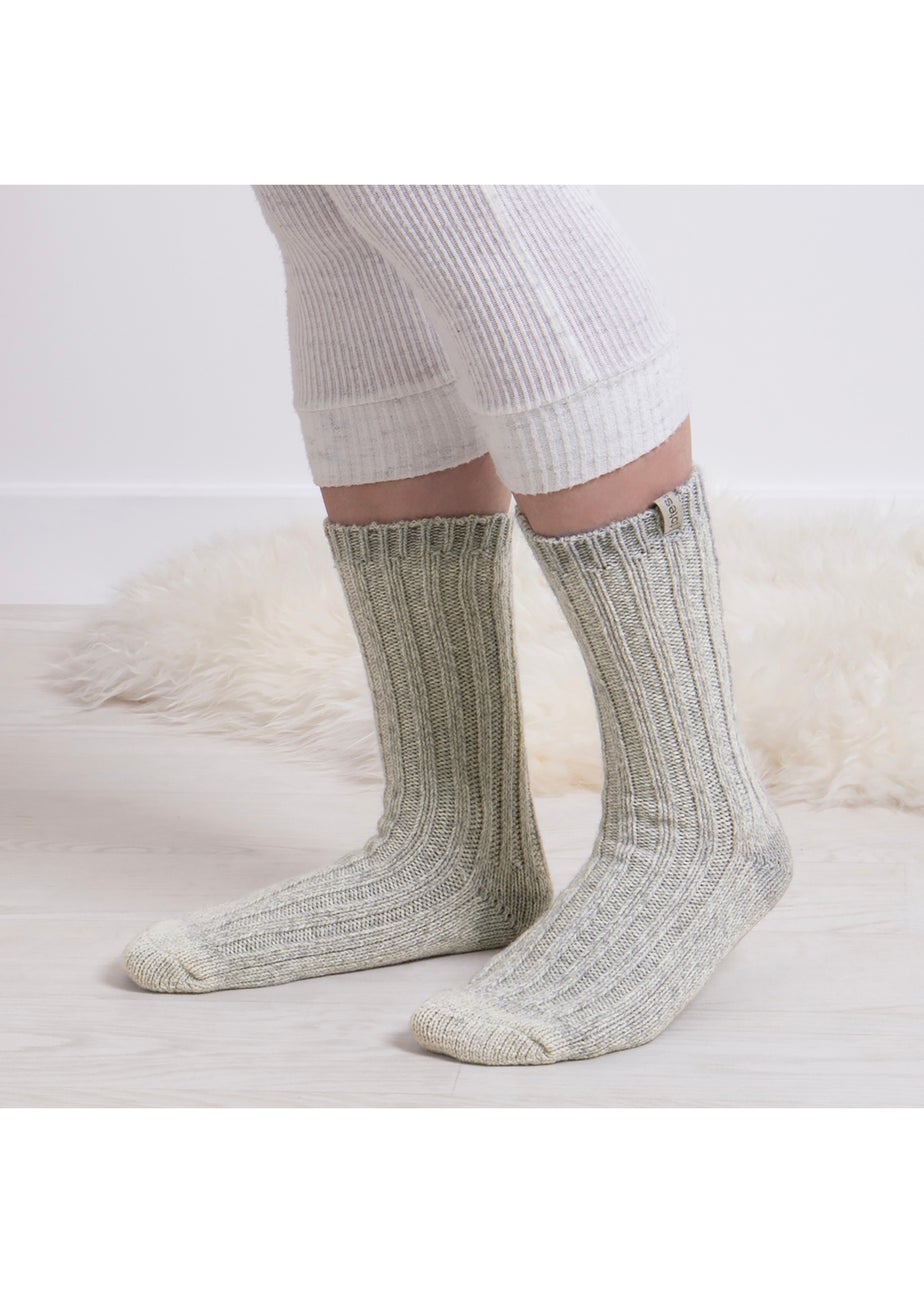 Totes Toasties Ladies Chunky Twist Wool Boot Socks 2 Pack