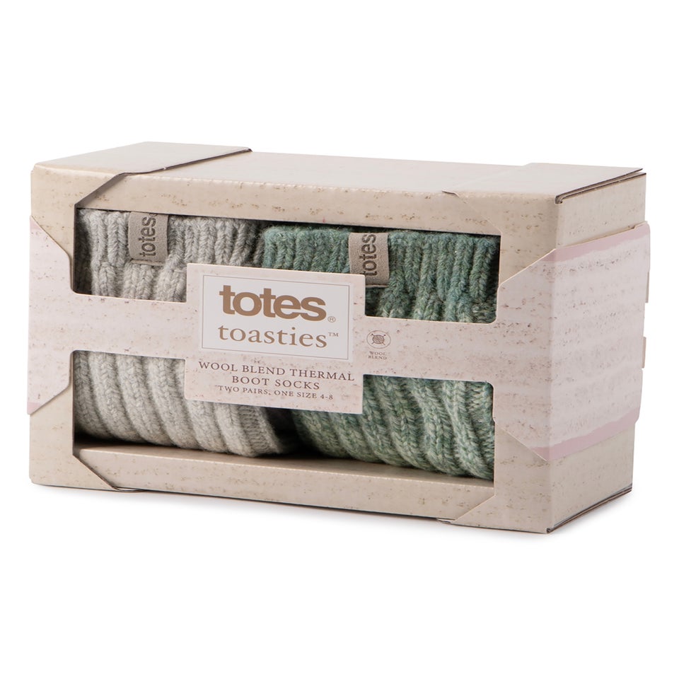 Totes Toasties Ladies Chunky Twist Wool Boot Socks 2 Pack