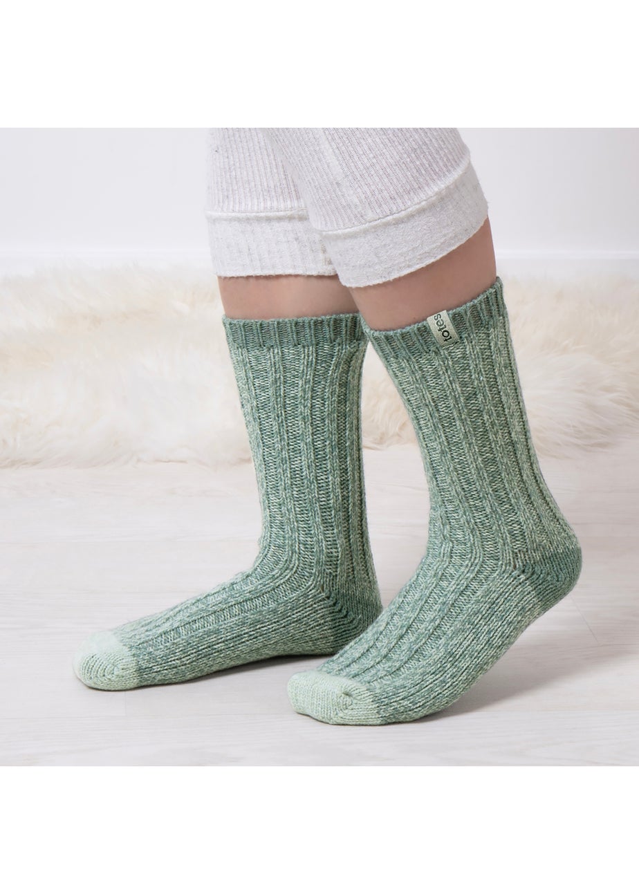 Totes Toasties Ladies Chunky Twist Wool Boot Socks 2 Pack