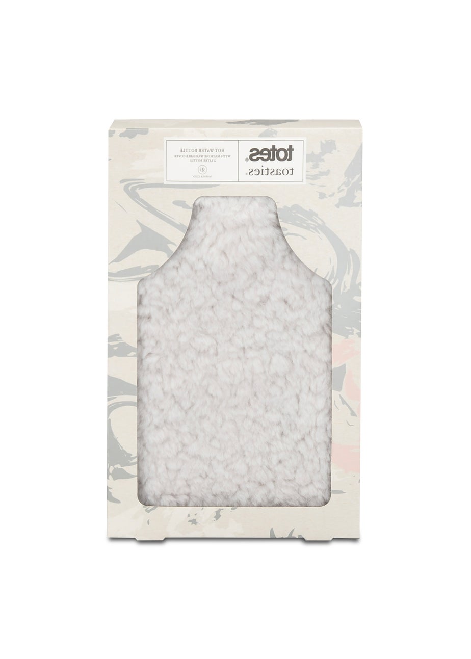 Totes Isotoner Grey Textured Faux Fur Hot Water Bottle
