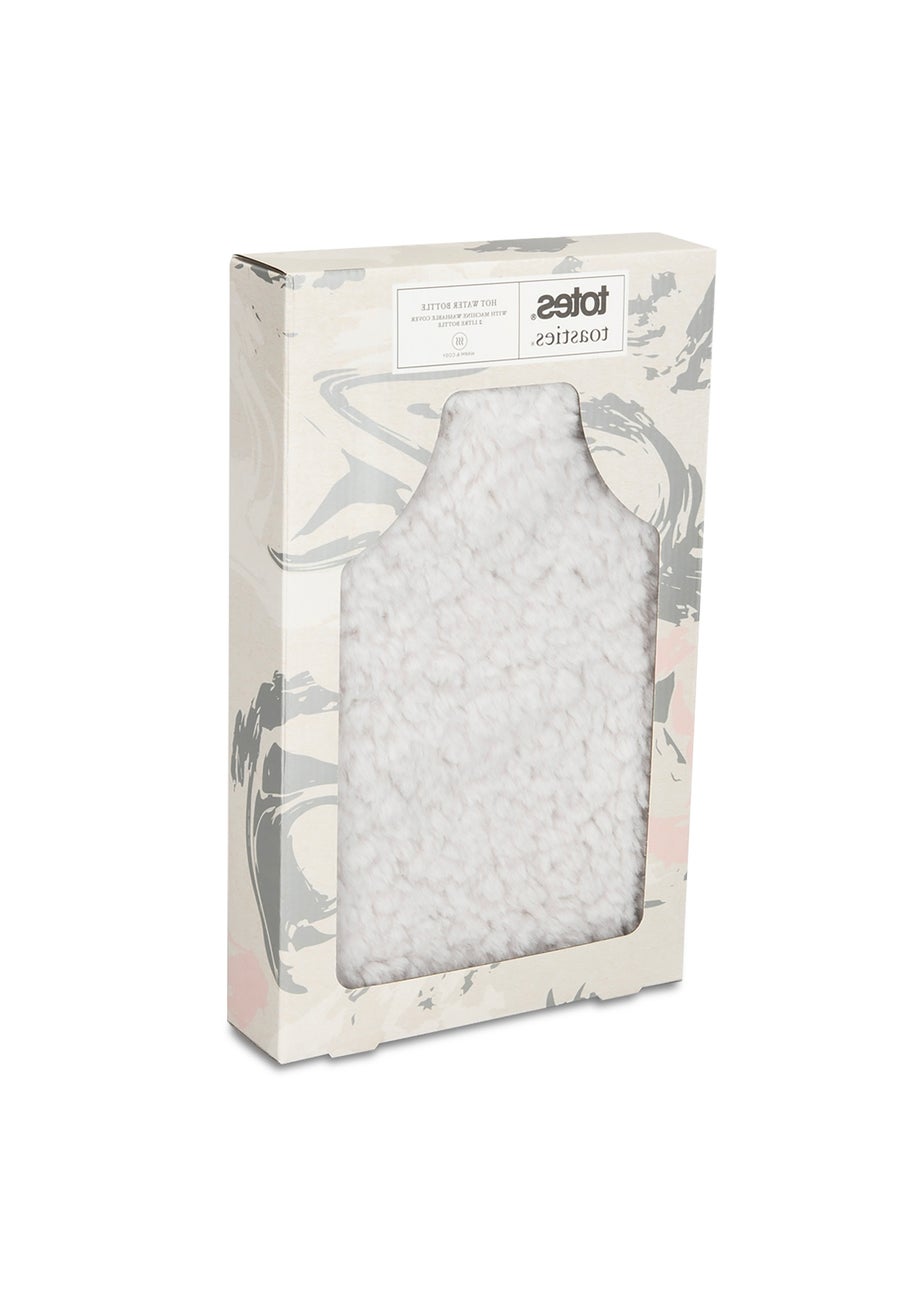 Totes Isotoner Grey Textured Faux Fur Hot Water Bottle