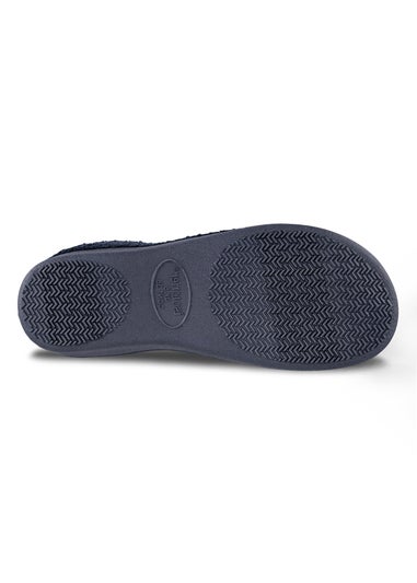 Totes Isotoner Navy Popcorn Full Back Bootie Slippers