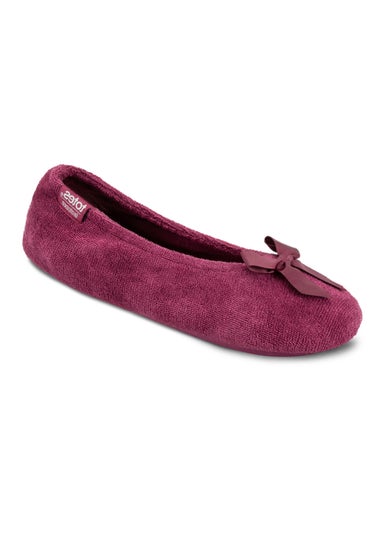 Totes Isotoner Bergundy Terry Ballerina Slippers