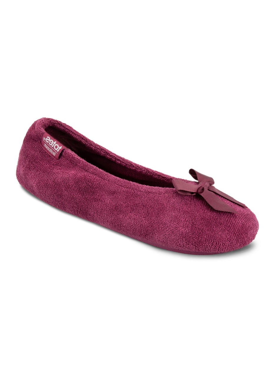 Totes Isotoner Bergundy Terry Ballerina Slippers