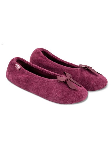 Totes Isotoner Bergundy Terry Ballerina Slippers