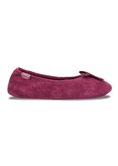 Totes Isotoner Bergundy Terry Ballerina Slippers