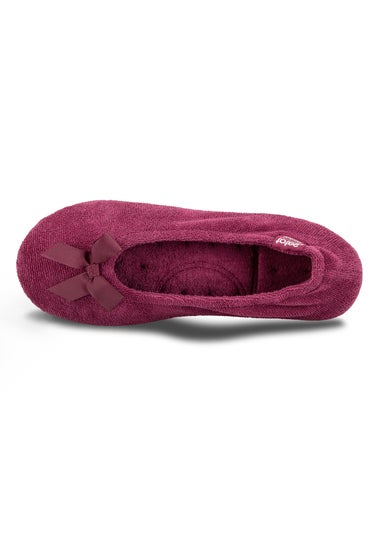 Totes Isotoner Bergundy Terry Ballerina Slippers
