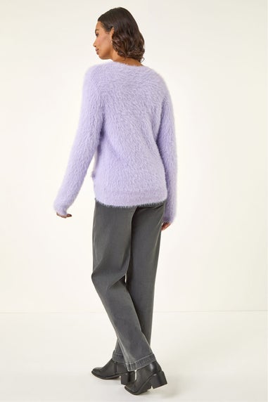 Roman Lilac Embellished Fluffy Knit Jumper