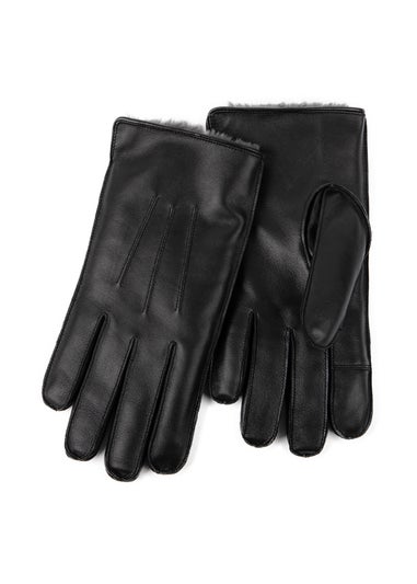 Totes Isotoner Black 3 Point Leather SmarTouch Glove