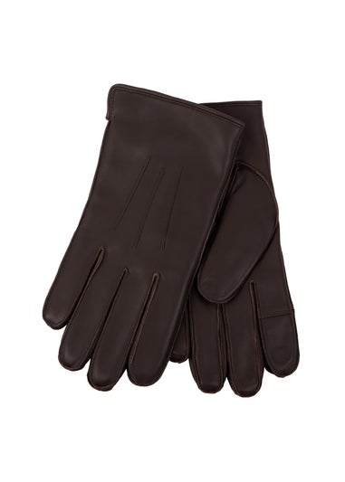 Totes Isotoner Chocolate 3 Point Leather SmarTouch Glove