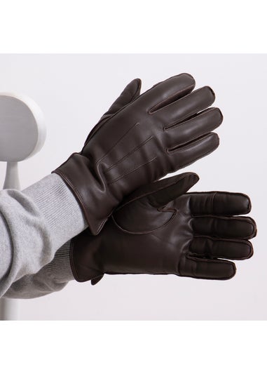 Totes Isotoner Chocolate 3 Point Leather SmarTouch Glove