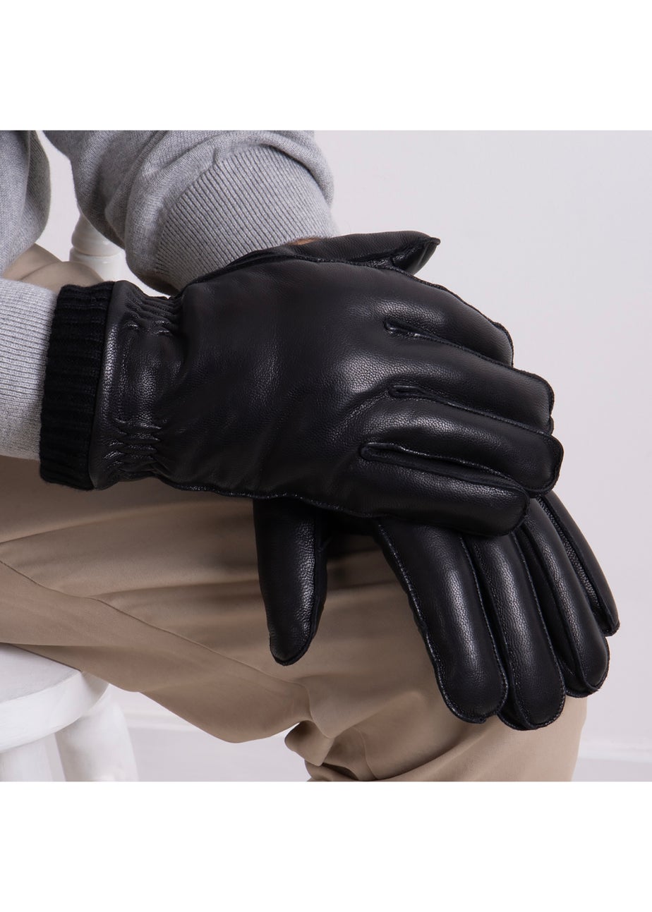 Totes Isotoner  Black Premium Leather SmarTouch Glove