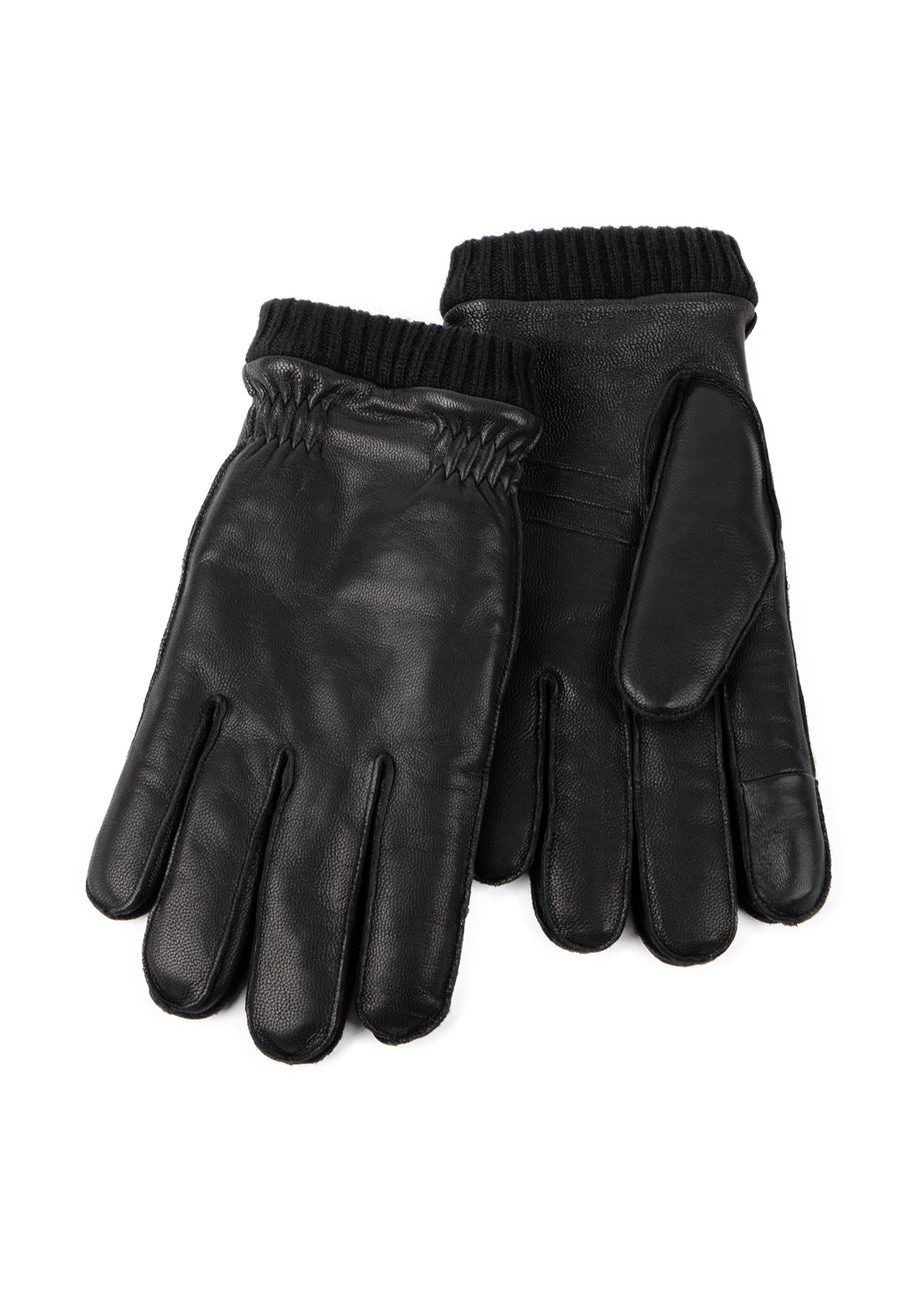 Totes Isotoner  Black Premium Leather SmarTouch Glove