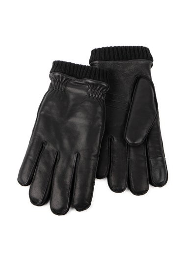 Totes Isotoner  Black Premium Leather SmarTouch Glove