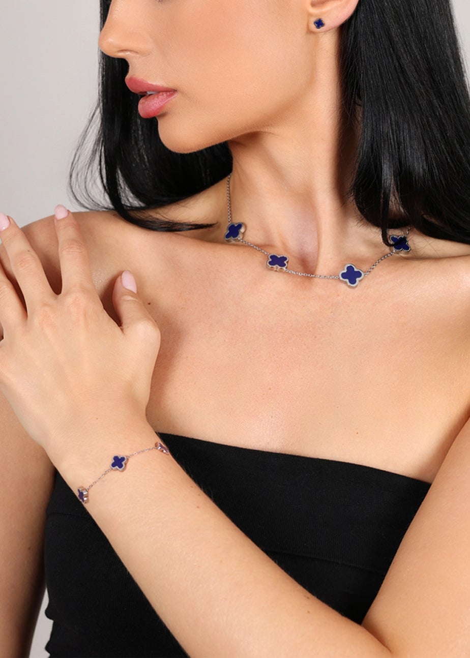 Say It With Silver Blue Clover Gift Set