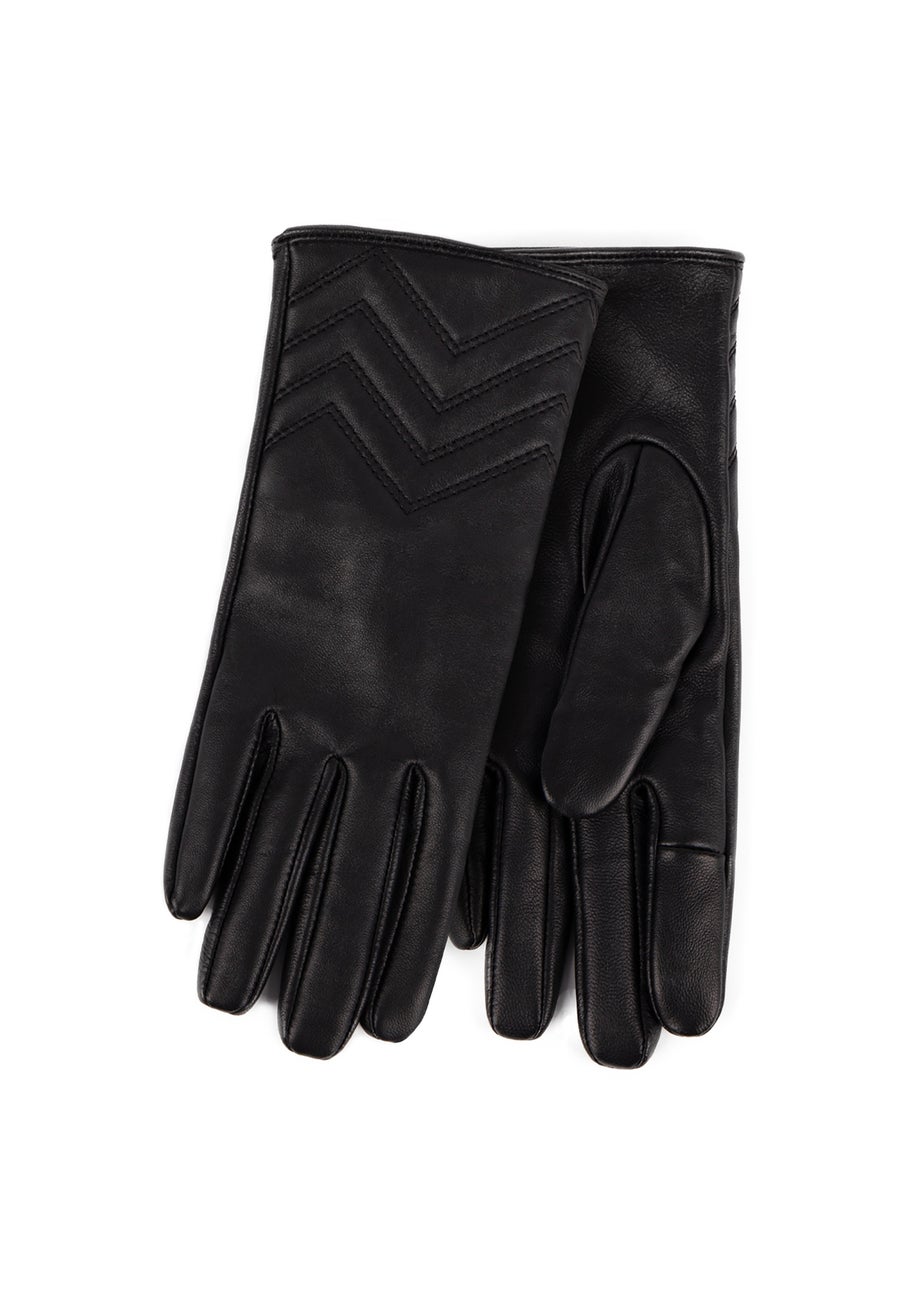 Totes Isotoner Black SmarTouch Cashmere Lined Leather Gloves