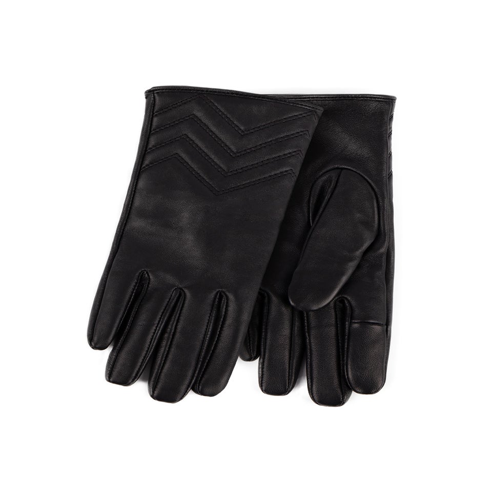 Totes Isotoner Black SmarTouch Cashmere Lined Leather Gloves