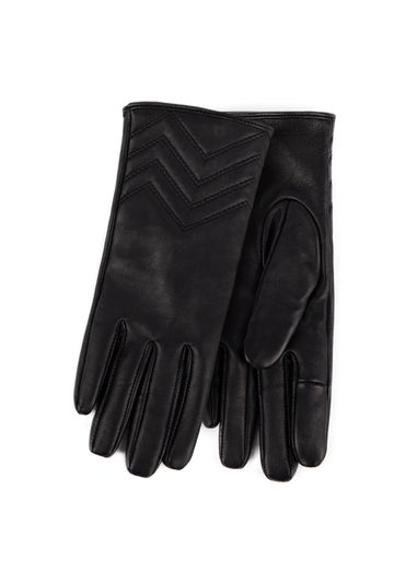 Totes Isotoner Black SmarTouch Cashmere Lined Leather Gloves