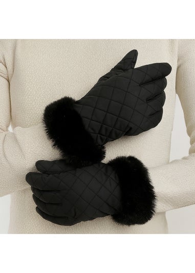 Totes Isotoner Black SmarTouch Water Repellent Padded Gloves