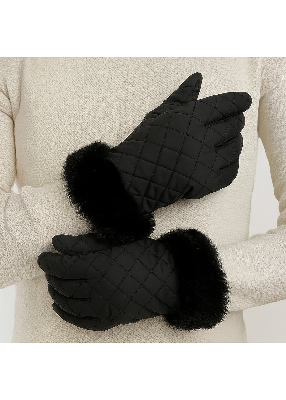 Totes Isotoner Black SmarTouch Water Repellent Padded Gloves