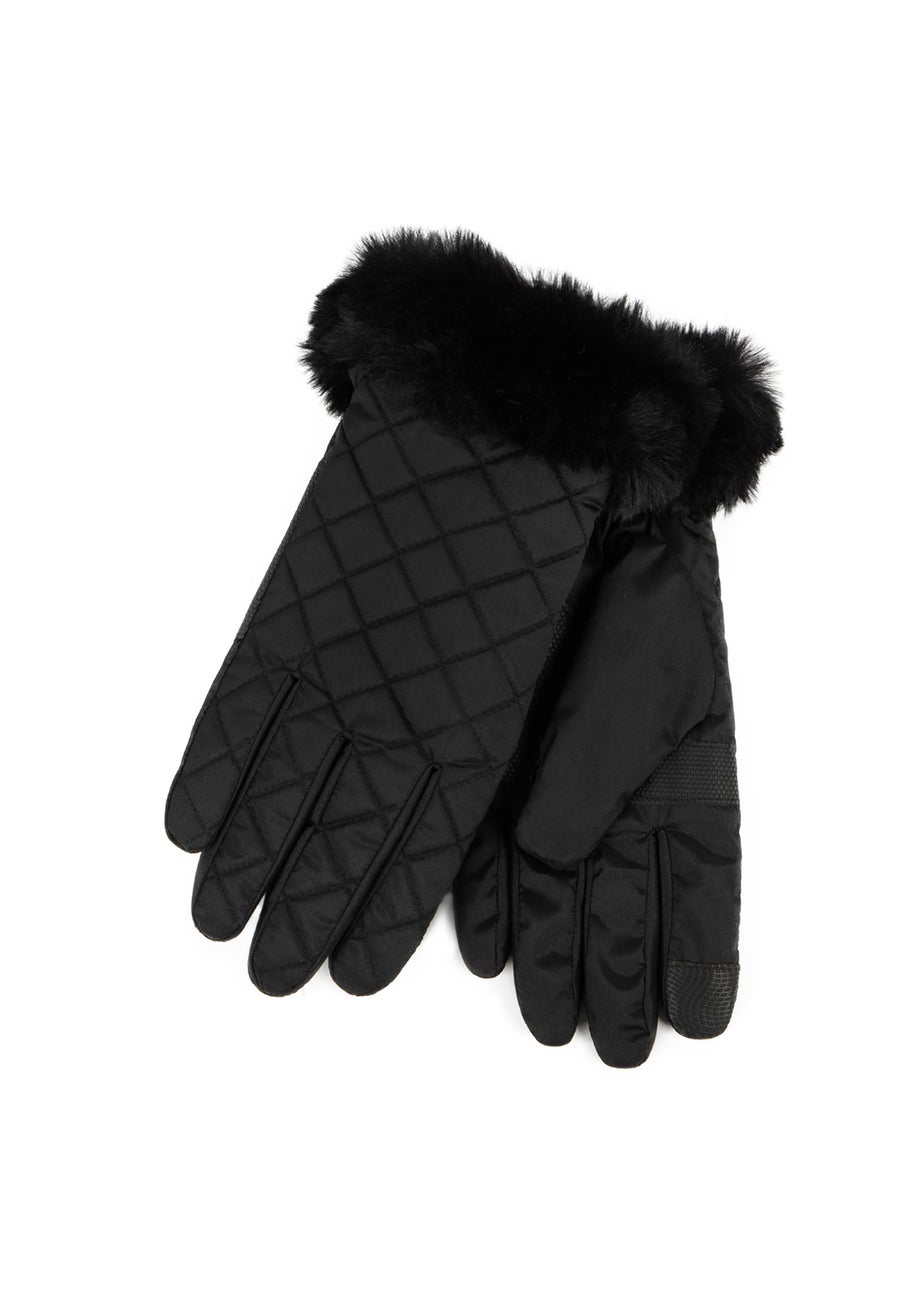 Totes Isotoner Black SmarTouch Water Repellent Padded Gloves