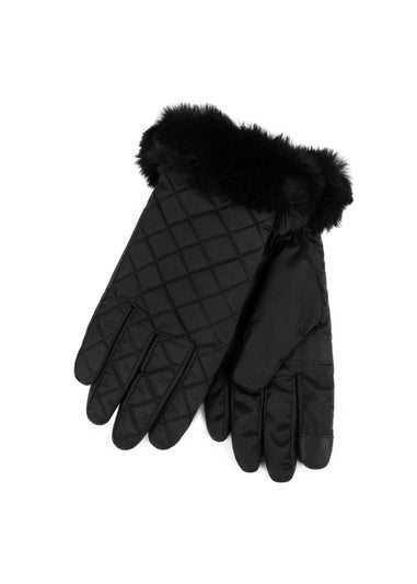 Totes Isotoner Black SmarTouch Water Repellent Padded Gloves