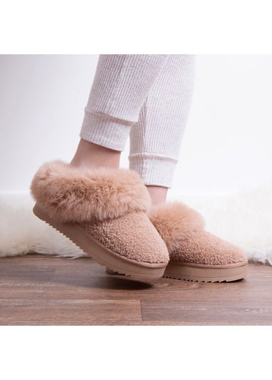 Totes Camel Textured Mule With Chunky Sole