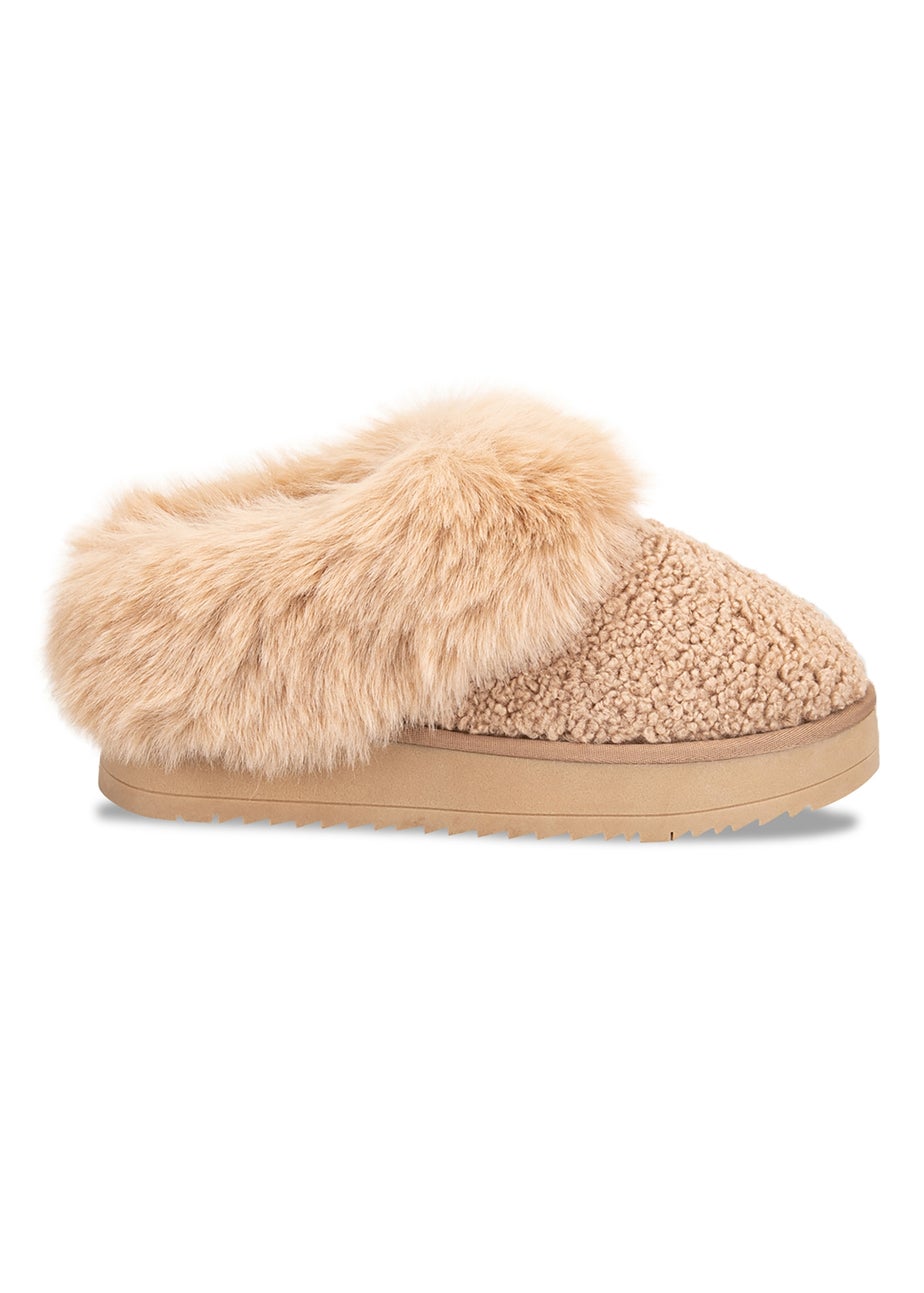 Totes Camel Textured Mule With Chunky Sole