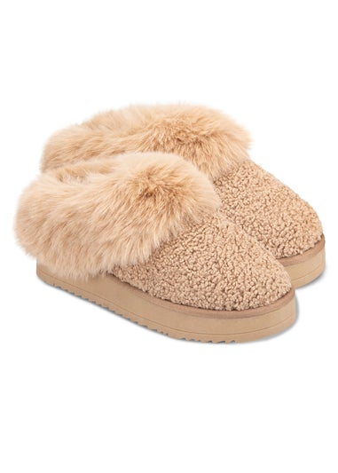 Totes Camel Textured Mule With Chunky Sole