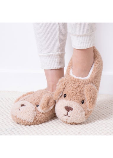 Totes Dog Ladies Novelty Dog Full Back Slippers