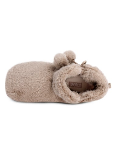 Totes Oat Ladies Faux Fur Boot Slippers