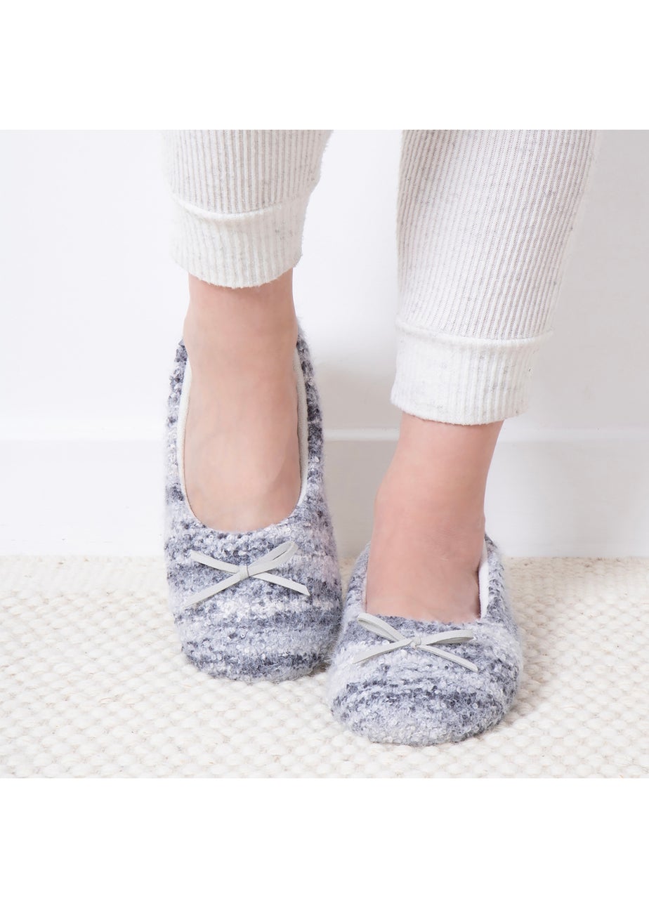 Totes Blue Ladies Knitted Ballet Slippers