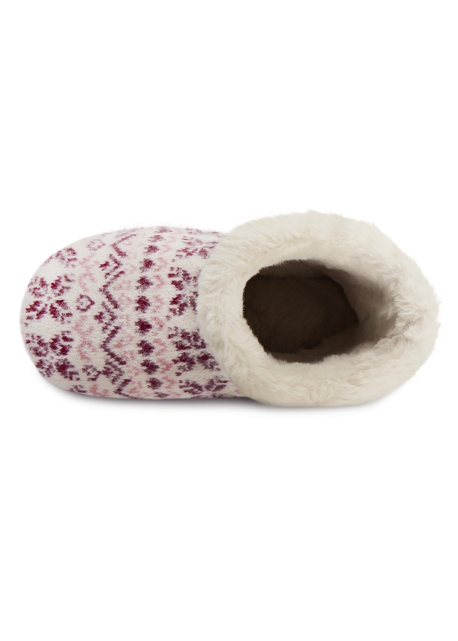 Totes Fair Isle Knit Boot Slippers With Faux Fur Cuff