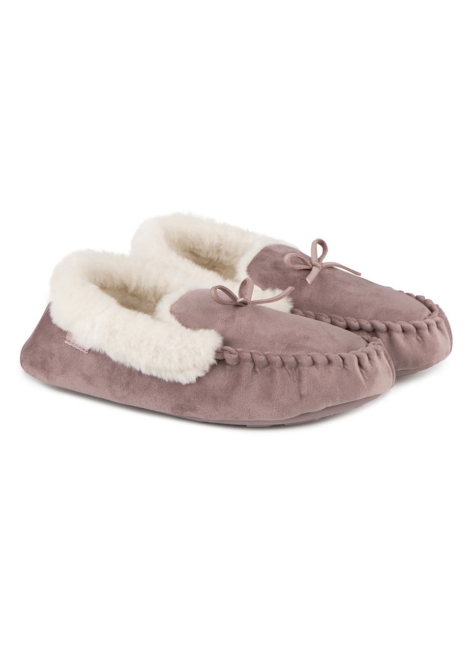 Totes Mink Ladies Velour Moccasin Slippers