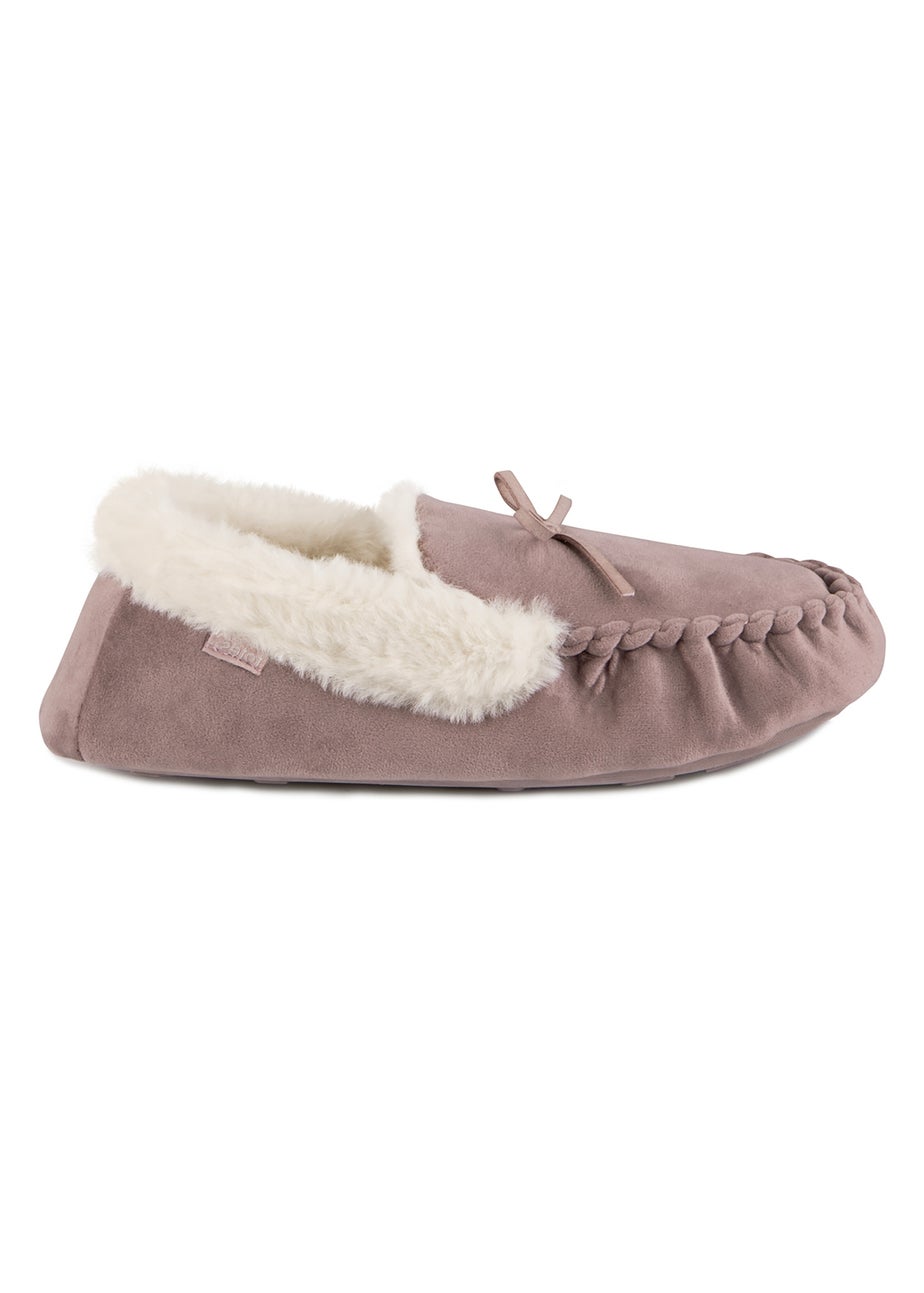 Totes Mink Ladies Velour Moccasin Slippers