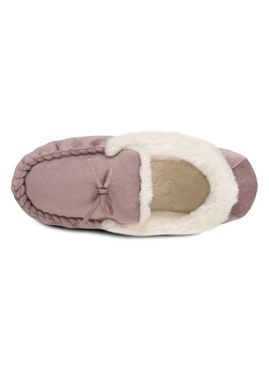Totes Mink Ladies Velour Moccasin Slippers