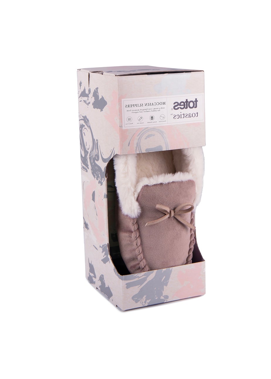 Totes Mink Ladies Velour Moccasin Slippers